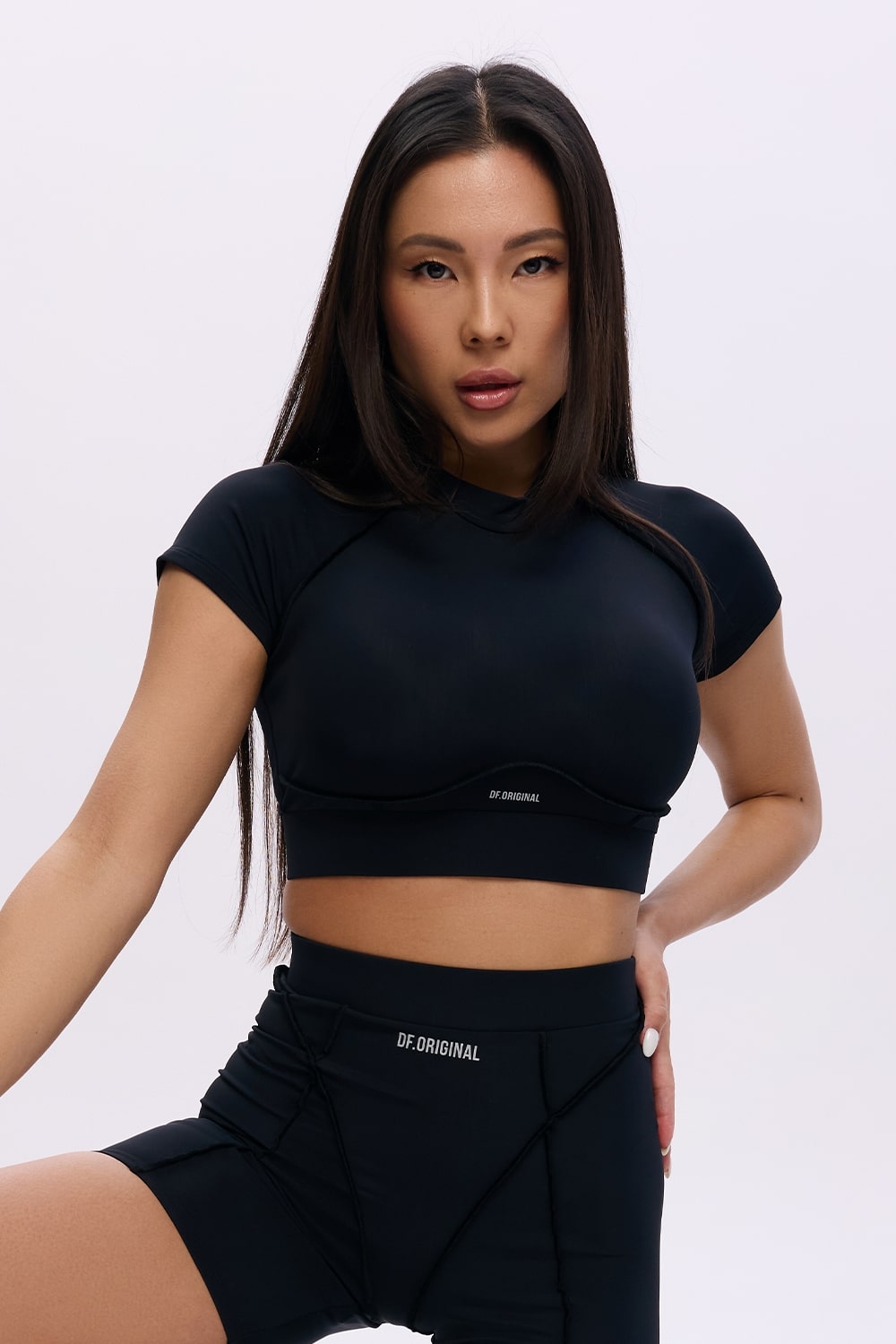 MAJESTIC BLACK SPORTY T-SHIRT TOP